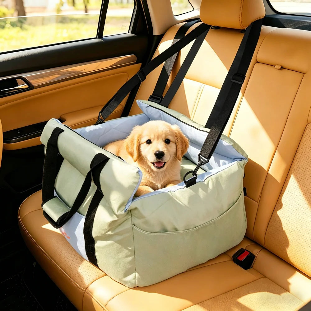 BORWART Portable Dog Car Seat Pet Booster Travel Carrier Bed