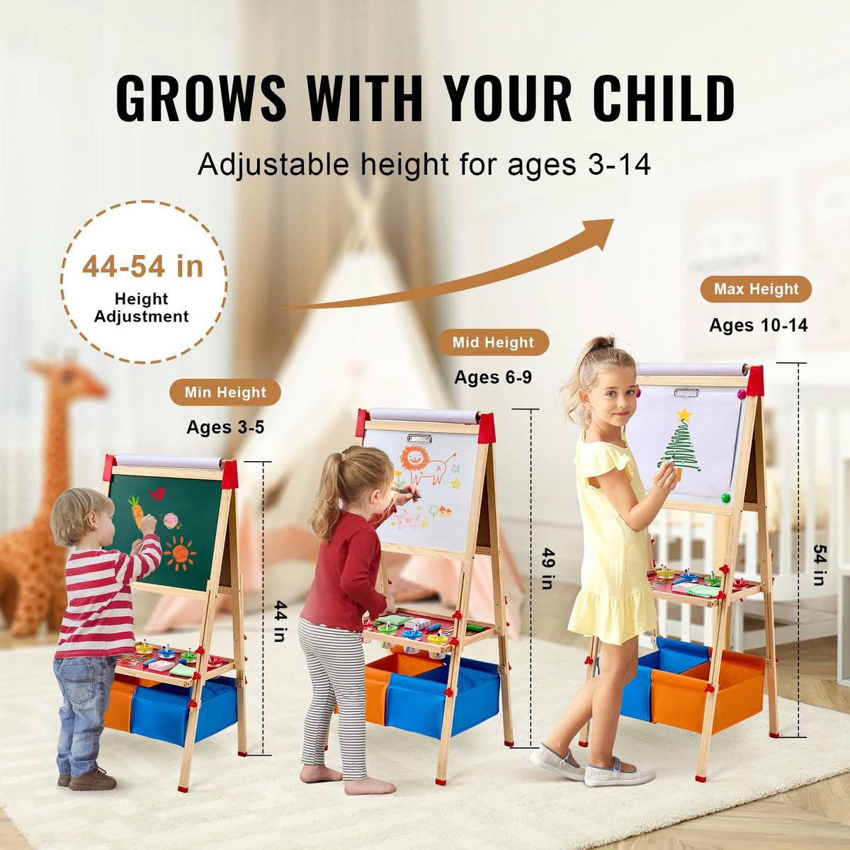 SucceBuy Children Magnetic Drawing Board And Standing Art Easel