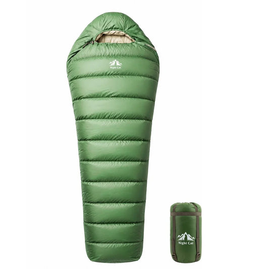 Night Cat Duck Down Mummy Sleeping Bag For Outdoor Camping Hikes