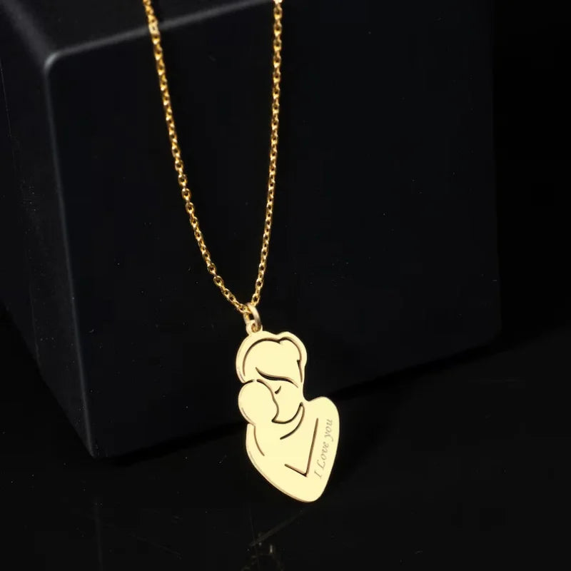 WinWinWin Customized Mother And Baby Name Engraved Necklace Gift