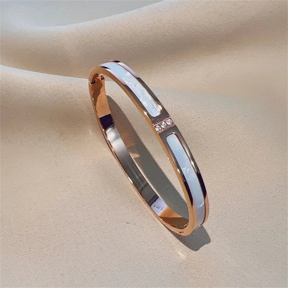 5/1pcs Sparkling Zirconia Inlaid Stainless Steel Bracelet Set for Women Stackable Bangles Fashion Non Fading Jewelry Gift